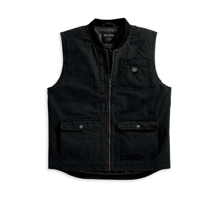 HARLEY DAVIDSON Forever Harley Men's Canvas Vest - Black Beauty