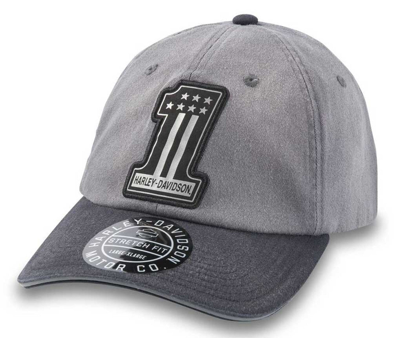 Harley-Davidson® Men's Reflective #1 Fitted Baseball Cap - Black/Gray