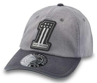 Harley-Davidson® Men's Reflective #1 Fitted Baseball Cap - Black/Gray