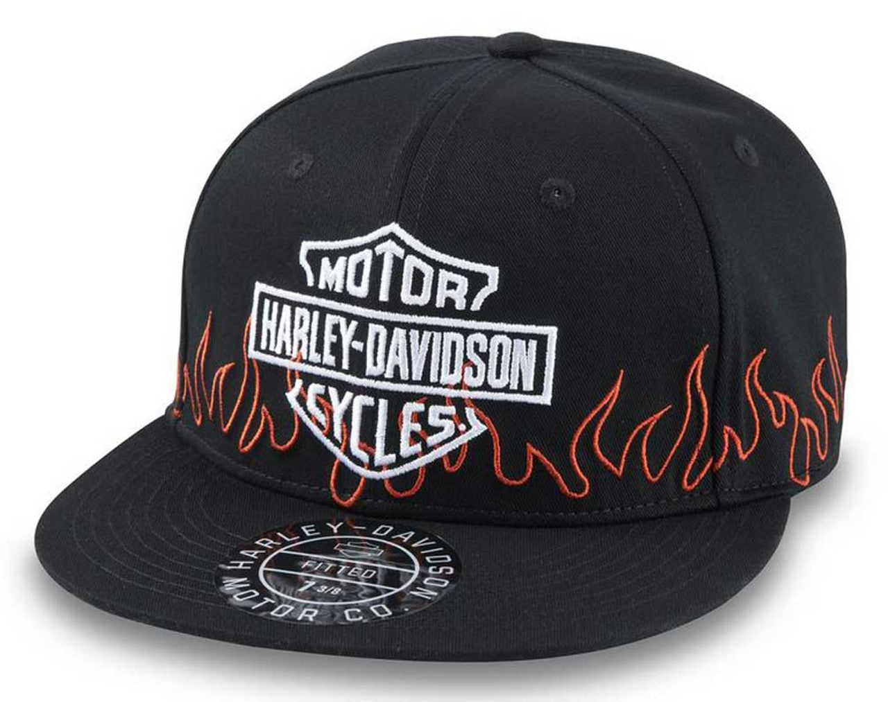 Harley-Davidson® Men's Flames B&S Fitted Baseball Cap - Black