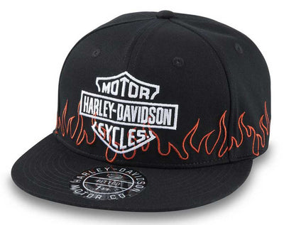 Harley-Davidson® Men's Flames B&S Fitted Baseball Cap - Black