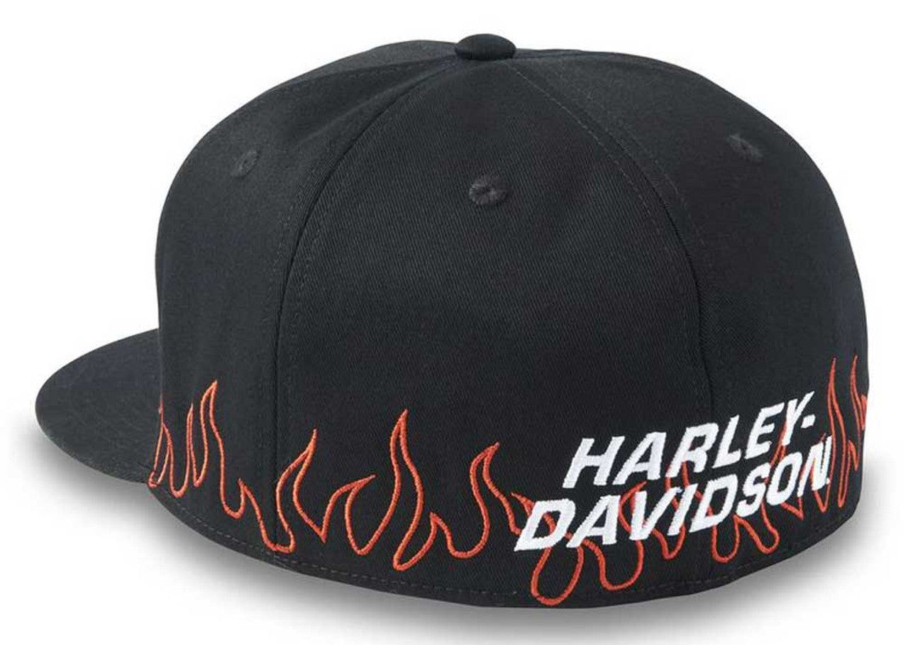 Harley-Davidson® Men's Flames B&S Fitted Baseball Cap - Black