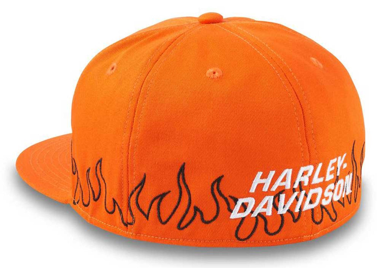 Harley-Davidson® Men's Flames B&S Fitted Baseball Cap - Orange