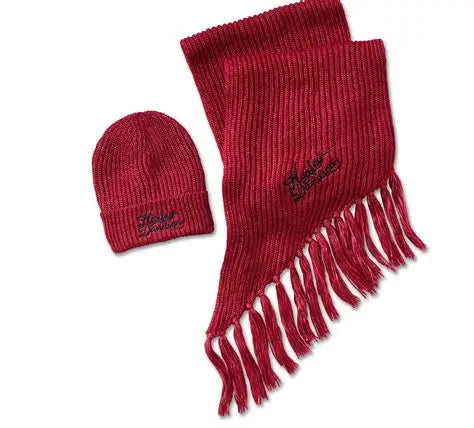 HARLEY-DAVIDSON Women's HD-MC Hat & Scarf RED CHILLI