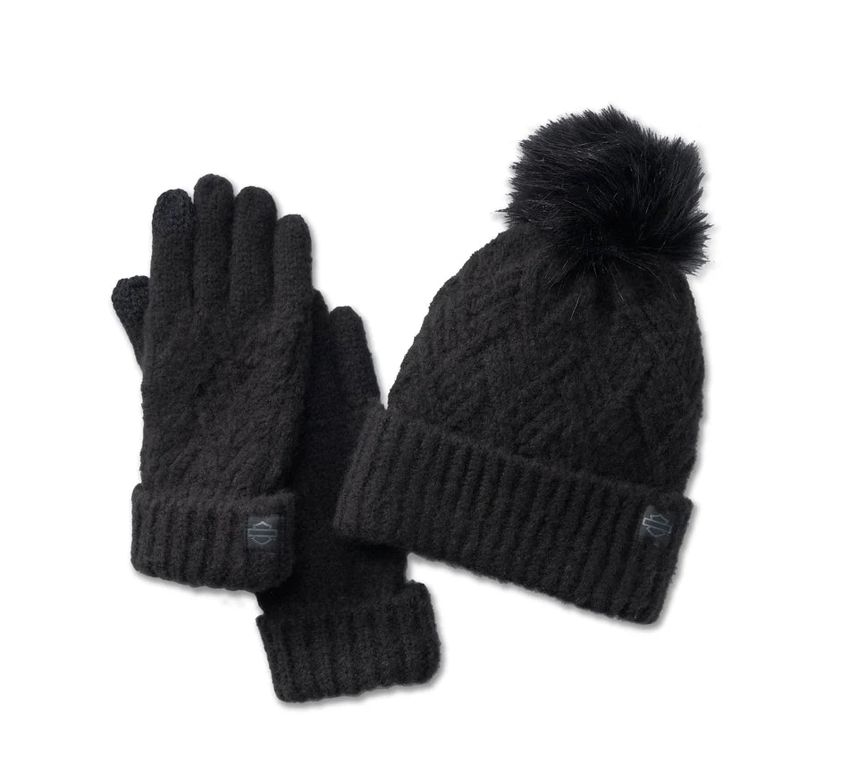 Women's Empower Hat & Glove Gift Set - Black Beauty