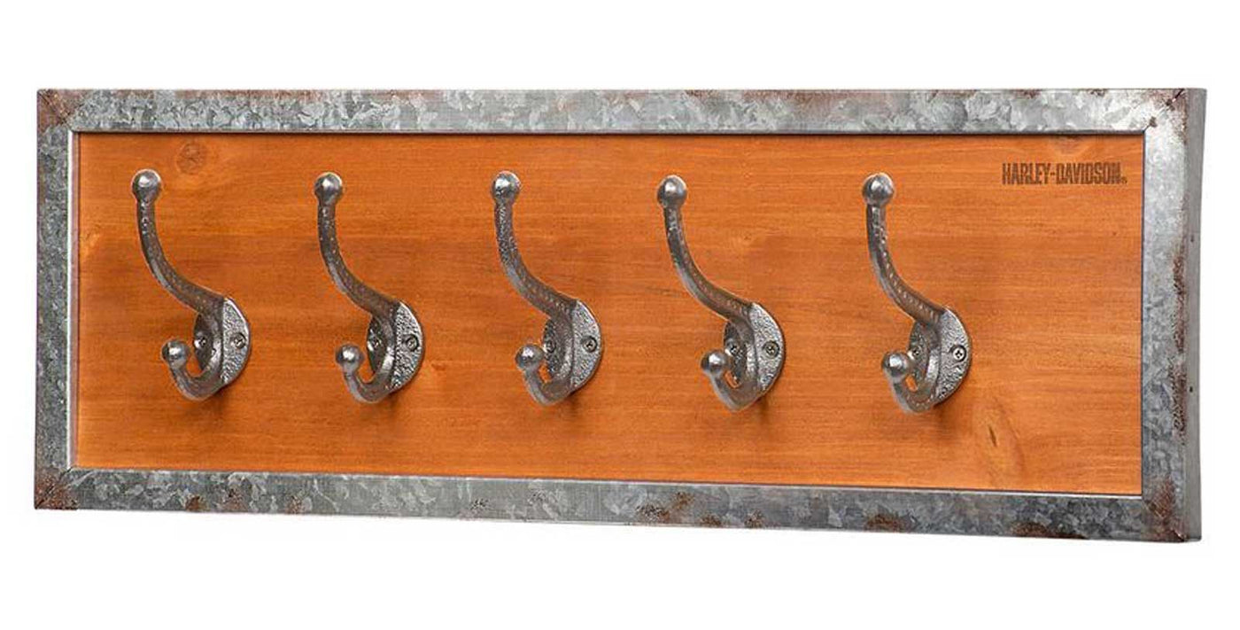 Five-Hook Solid Wooden Coat Rack w/ Galvanized Metal Frame HDL-15327