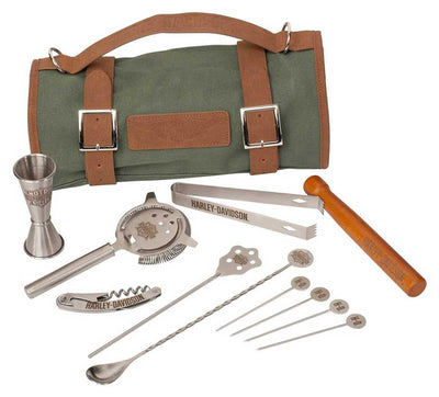 Winged B&S Cocktail Tools Durable Canvas Carrying Travel Kit HDX-98532