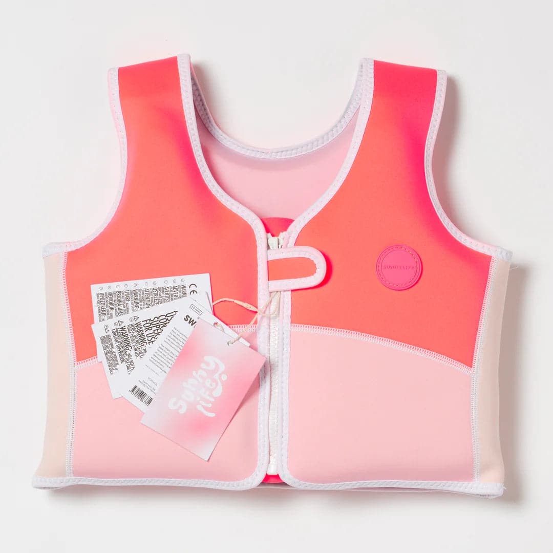 Melody the Mermaid Swim Vest Neon Strawberry