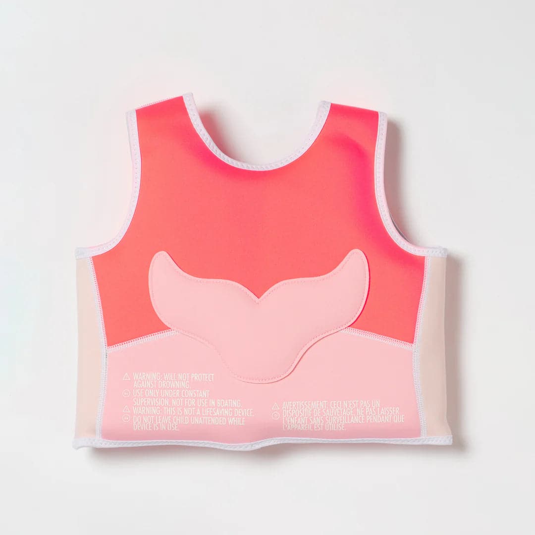 Melody the Mermaid Swim Vest Neon Strawberry