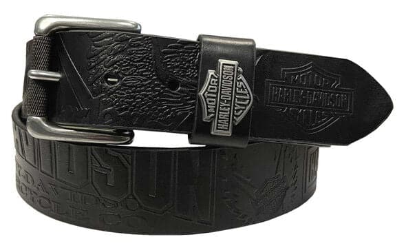 HDMBT10613-Men's Scorching Genuine Black Leather Belt - Gunmetal Finish