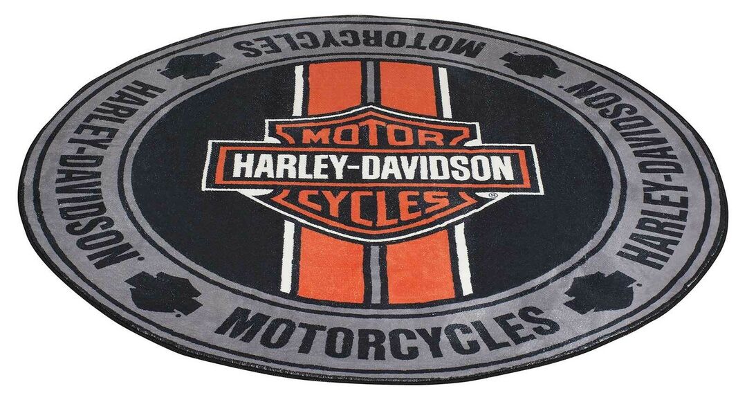 HDL-19504 Bar & Shield® Logo With Stripes Round Area Rug