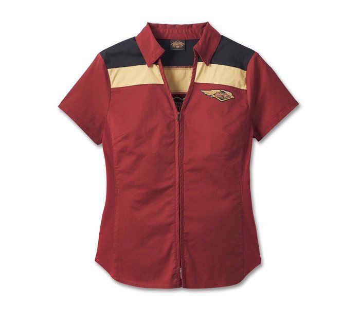 Women's 120th Anniversary Elemental Zip Front Shirt - Colorblocked - Merlot